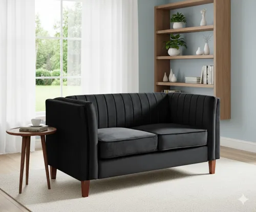 Miniatura 36 de Container Furniture Direct Sofá moderno de terciopelo de lujo para sala de estar con espuma de alta densidad, tapicería de tela suave, cojines