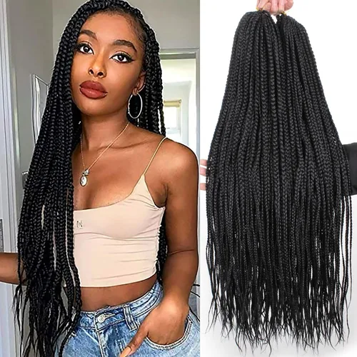 Miniatura 44 de XTREND 10 Pulgadas 6 Paquetes Trenzas de Caja de Ganchillo Cabello Pre-anudado Sin Nudos Bobo Trenzas de Caja 3X Extensiones de Cabello Trenzado 1b#