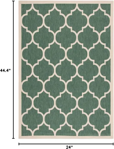 Miniatura 2 de SAFAVIEH Courtyard Collection - Alfombra decorativa de 2 x 3 pies 7 pulgadas, verde oscuro y beige, no desprende pelusa y de fácil cuidado