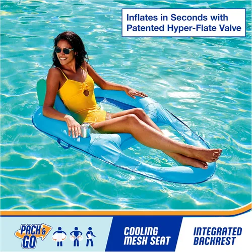Miniatura 2 de SwimWays Spring Float - Tumbona reclinable prémium para piscina, flotadores inflables para adultos con inflado rápido para edades de 15 años