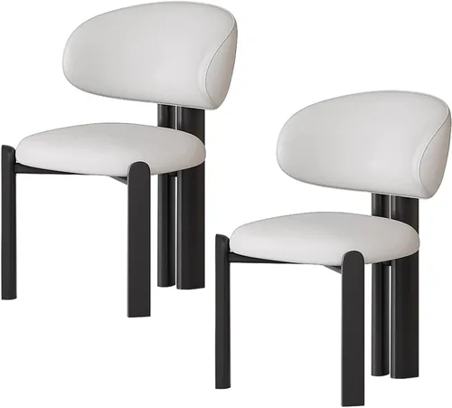 Miniatura 9 de Juego de 2 sillas de comedor tapizadas modernas, diseño cómodo con respaldo curvado para cocina, sala de estar, dormitorio u oficina