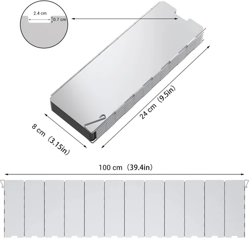Miniatura 2 de Ohuhu - Parabrisas para estufa de campamento, pantalla de 8/10/12 placas de aluminio plegable portátil para camping, parabrisas, pantalla de viento