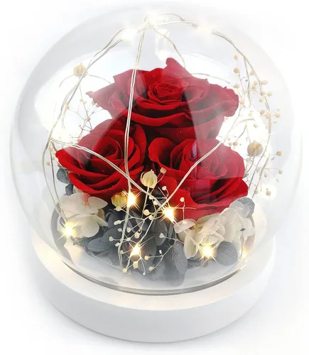 Flor fresca hecha a mano, rosa eterna Rojo brillante
