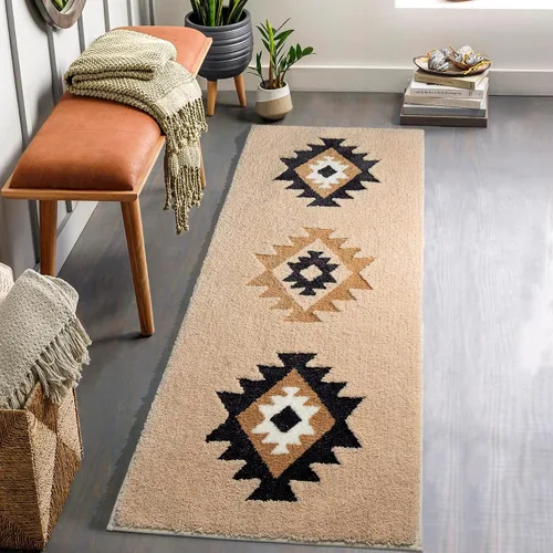 Miniatura 21 de DEXDE Alfombras de Baño Bohemias Marroquíes Alfombra de Baño 20x32 Pulgadas - Tapete de Baño Geométrico Antideslizante, Beige Crema Lavable a