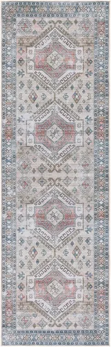 Miniatura 2 de SAFAVIEH Tucson Collection - Alfombra lavable de 2 pies 6 pies x 8 pies, beige y verde, antideslizante y fácil de limpiar, ideal para pasillo