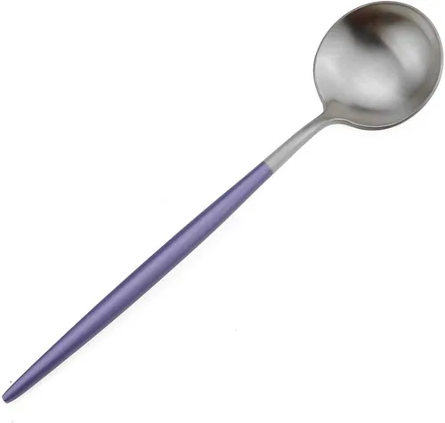 Miniatura 4 de Juego de cubiertos de lujo, 20 piezas de acero inoxidable 18/10 con mango morado mate para 4 personas, incluyendo tenedores, cucharas, cuchillos