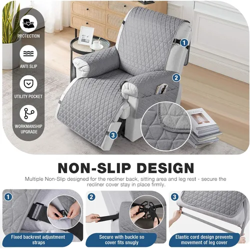 Miniatura 3 de TAOCOCO Funda para Sillón Reclinable 100% Impermeable - Funda para Sillón Reclinable con Gránulo Antideslizante, Fundas para Sillas Reclinables