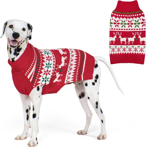 Miniatura 11 de KYEESE Suéter de Navidad para Perro, Suéter Cálido de Cuello de Tortuga para Perros Pequeños Macho y Hembra con Patrón de Copo de Nieve y Reno, Ropa