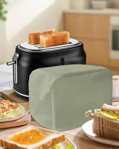 Miniatura 5 de Cubierta para tostadora verde salvia, a prueba de polvo, 2 rebanadas, cubierta para hacer pan, 12 x 7.5 x 8 pulgadas
