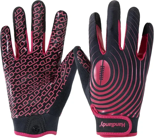 Miniatura 18 de HANDLANDY Guantes de fútbol para jóvenes, guantes receptores adhesivos para niños, guante de fútbol de súper agarre, mejor regalo para niños y niñas