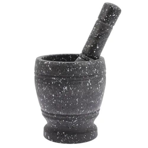 Juego de mortero y mortero de plástico: Mortero de mármol Molinillo de piedra trituradora de ajo Suministro de cocina para especias Condimentos