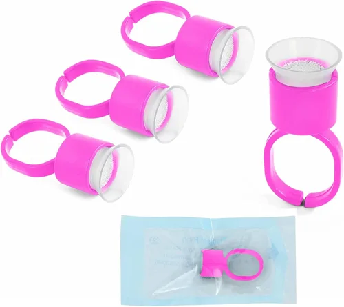 Miniatura 7 de KingWei KingWei - 50 anillos de tinta, 50 anillos de pegamento de pigmento microblading con cápsulas de tinta de esponja, extensiones de maquillaje