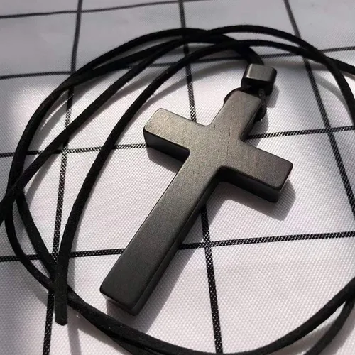 Miniatura 5 de Collares con colgante de cruz de madera natural para mujeres y hombres, sándalo hecho a mano, regalo de madera colgante de espejo retrovisor