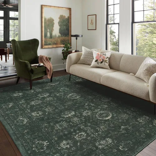 Miniatura 8 de LIMON HOME Alfombra de Área Lavable 6x9, Alfombras Grandes y Suaves para Sala de Estar Alfombra Floral Vintage Beige de 6 por 9 Alfombras de Área