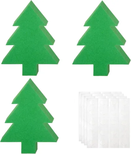 72 piezas de recortes en forma de árbol de Navidad de papel con forma de árbol de Navidad verde recortado de un solo color árbol de Navidad