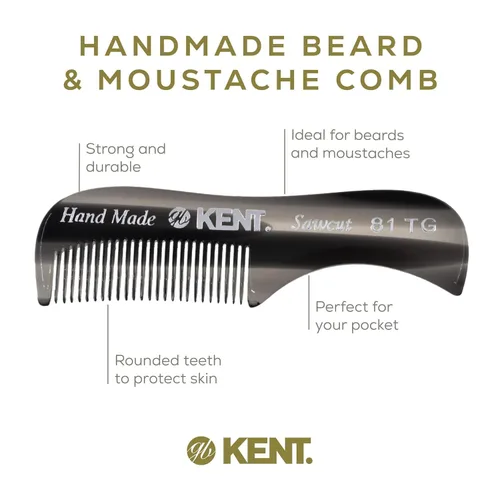 Miniatura 4 de Kent Un paquete 81T de peine de bolsillo X-pequeño para barba y bigote del caballero, tamaño de bolsillo de dientes finos para aseo y peinado