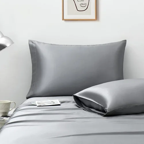 Miniatura 28 de Ersmak Juego de 2 fundas de almohada de satén estándar, ultra suaves y sedosas para cabello y piel, resistentes a las arrugas a la decoloración