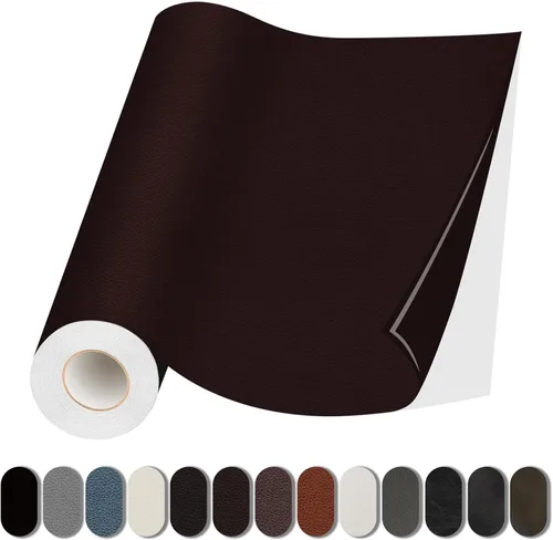 Miniatura 20 de Parche de reparación de cuero, autoadhesivo de 17 x 79 pulgadas, cinta de parche de vinilo grande para sofás, muebles, asientos de automóvil, Negro