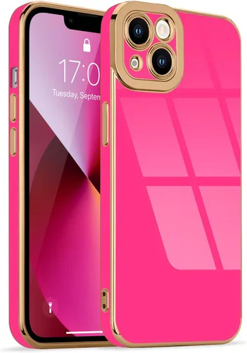Miniatura 159 de Lafunda Diseñada para iPhone 13 Pro, fundas lujosas con chapado lindo para mujeres y niñas, elegante borde dorado, a prueba de golpes, TPU con funda