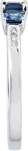 Miniatura 3 de Gin & Grace Anillo de compromiso de oro blanco de 14 quilates con diamantes de zafiro de corte princesa azul natural (I1, I2) para mujer, zafiro