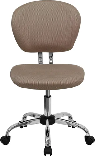 Miniatura 6 de Silla de trabajo de malla con respaldar medio Flash Furniture con brazos y base, Metal, Marrón café