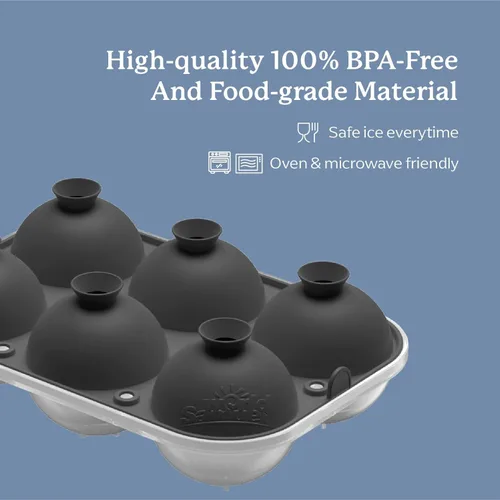 Miniatura 4 de Samuelworld Combo de Bandeja de Hielo Premium (16 Cubitos de Hielo/6 Bolas de Hielo), Fabricador de Esferas de Hielo Grandes y Bandejas de Cubitos