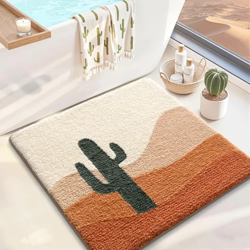 Miniatura 11 de LUMI Alfombra cuadrada de baño de playa, antideslizante, de secado rápido, ultra suave, lavable, absorbente, alfombra de baño con tema mar oceánico