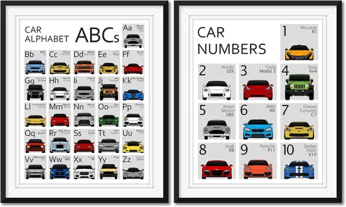 Miniatura 7 de ABC - Póster de automóvil – Impresión hecha a mano de la A a la Z – Impresión satinada de 8 x 10 pulgadas (sin marco) – Regalo para los entusiastas