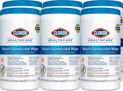 Miniatura 10 de Clorox Healthcare Bleach Toallitas germicidas, 6 x 5 pulgadas, recipiente de 150 unidades (el paquete puede variar)