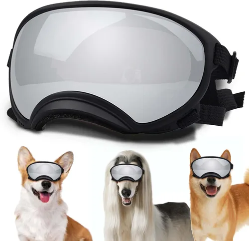 Miniatura 41 de Gafas de sol grandes para perros con correa ajustable, protección UV, a prueba de victorias, adecuadas para perros medianos y medianos