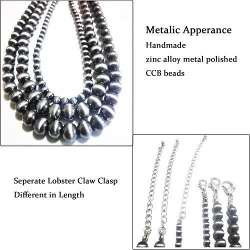 Miniatura 4 de Western Jewelry - Collar de perlas Navajo para mujer, hecho a mano, largo, bohemio, turquesa, collares en capas para vaqueras