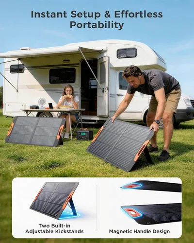 Miniatura 5 de ZOUPW Panel solar portátil de 100 W con cable 5 en 1, 23.5% de eficiencia, cargador solar plegable mono para Jackery 300/Ecolow