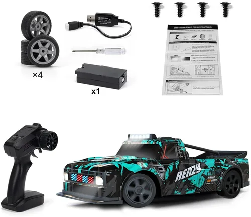 Miniatura 8 de Coche de deriva a control remoto, escala 1:16, vehículo de control remoto para deriva y carrera, 2.4 GHz 4WD de alta velocidad 20+KM/H con luces