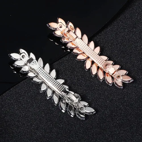 Miniatura 4 de Xerling Pasadores franceses de diamantes de imitación para el cabello, accesorios automáticos para el cabello, clips de resorte para el cabello