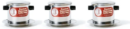 Miniatura 15 de Juego de filtros de café vietnamita También se le conoce como cafetera vietnamita o prensa extragrande, Acero inoxidable