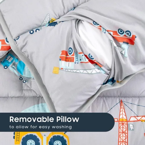 Miniatura 4 de Wake In Cloud - Tapete para siesta para niños pequeños con almohada y manta, tela 100% algodón, para niños de 3 años más en guardería, jardín de Azul
