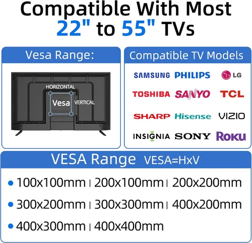 Miniatura 4 de Auoace Soporte de TV para paneles de yeso sin taladro, soporte de pared para TV de 22 a 55 pulgadas, soporte de TV de perfil bajo de 0.63 pulgadas
