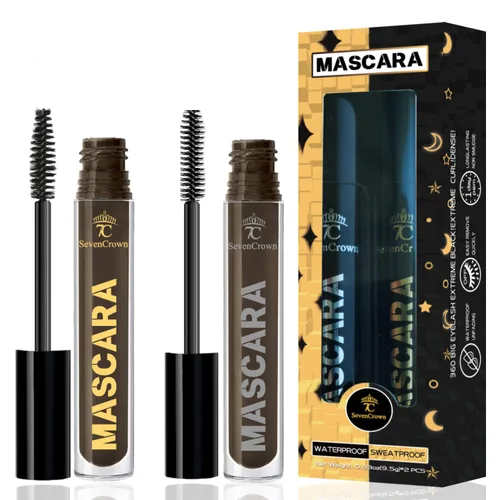 Juego de rímel marrón impermeable con volumen y longitud, vegano y libre de crueldad, regalo navideño para amantes de la belleza