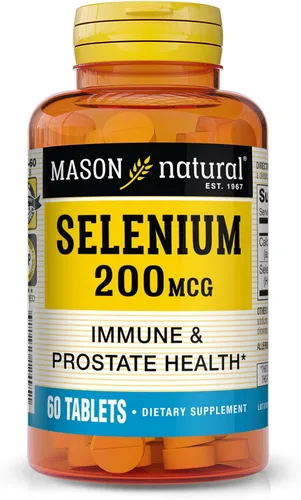 Mason Natural Selenio 200 mcg - Suplemento antioxidante para apoyo inmunológico y salud de la próstata, mineral traza esencial, 60 tabletas