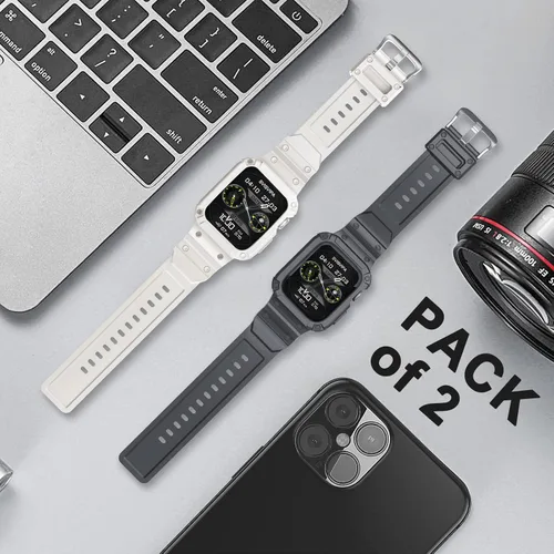 Miniatura 3 de [2 Pack] Correa con Funda Compatible para Apple Watch 45mm 44mm 42mm iWatch Series 8 7 SE 6 5 4 3 2 1 Correa, Correa Deportiva para Hombre Mujer
