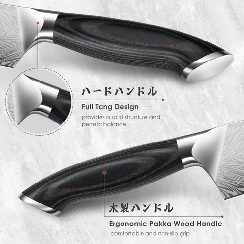 Miniatura 3 de SHAN ZU Cuchillo de chef en acero en polvo, cuchillo de cocina japonés de 8 pulgadas, cuchillos de chef ultra afilados, cuchillos japoneses de alto