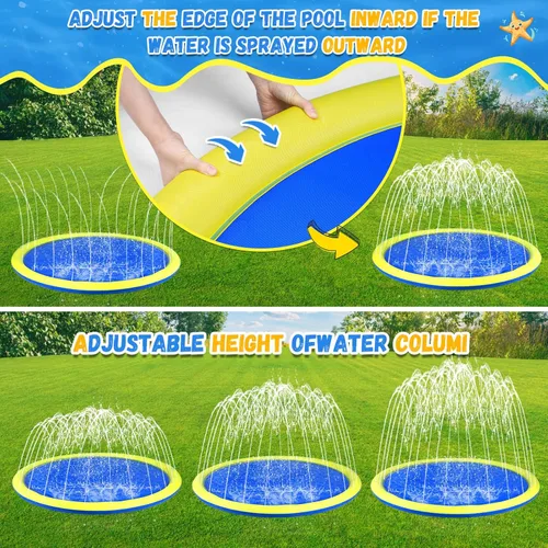 Miniatura 4 de Rociador antideslizante extra grande de 107 pulgadas para niños y perros, piscina para perros para niños, juguetes para exteriores para niños de 3 a