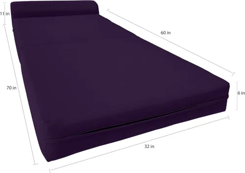 Miniatura 4 de D&D Futon Furniture. Cama plegable de espuma para silla, sofá estudio, colchón de espuma plegable para invitados (6 x 32 x 70 pulgadas, morado)