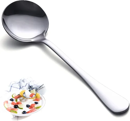 Miniatura 9 de Cucharas de sopa, 8 piezas de cucharas de acero inoxidable de alta calidad, cucharas redondas de peso pesado