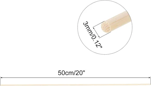 Miniatura 2 de MECCANIXITY Varillas de madera de 19.7 in/20 varillas redondas de madera, palo de bambú de 0.12 pulgadas para manualidades, accesorios de cabina