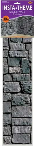 Miniatura 4 de Beistle Fondo de pared de piedra de ladrillo, 4 x 30 pies, decoraciones medievales para fiestas, fondo de decoración medieval, fondo de fotos