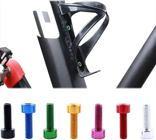 Miniatura 4 de 2 unids/set bicicleta titular tornillo hervidor rack tornillo aleación aluminio M5x15mm botella agua jaula pernos para bicicleta MTB bicicleta