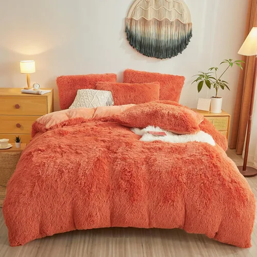 Miniatura 29 de Besfunny Juego de funda de edredón de felpa mullida y acuática Twin Set – Juego de ropa de cama de piel sintética de felpa acuática de 2 piezas