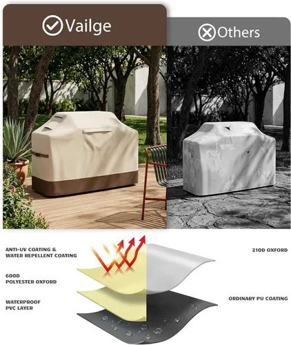 Miniatura 5 de Vailge Funda para parrilla al aire libre, cubierta impermeable de 48 pulgadas, cubierta de parrilla de gas resistente 600D, resistente a los rayos
