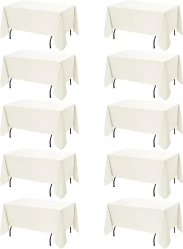 Miniatura 18 de Paquete de 6 manteles negros para mesas cuadradas, 54 x 54 pulgadas, tela de poliéster resistente a las manchas para mesas de 2 pies, manteles
